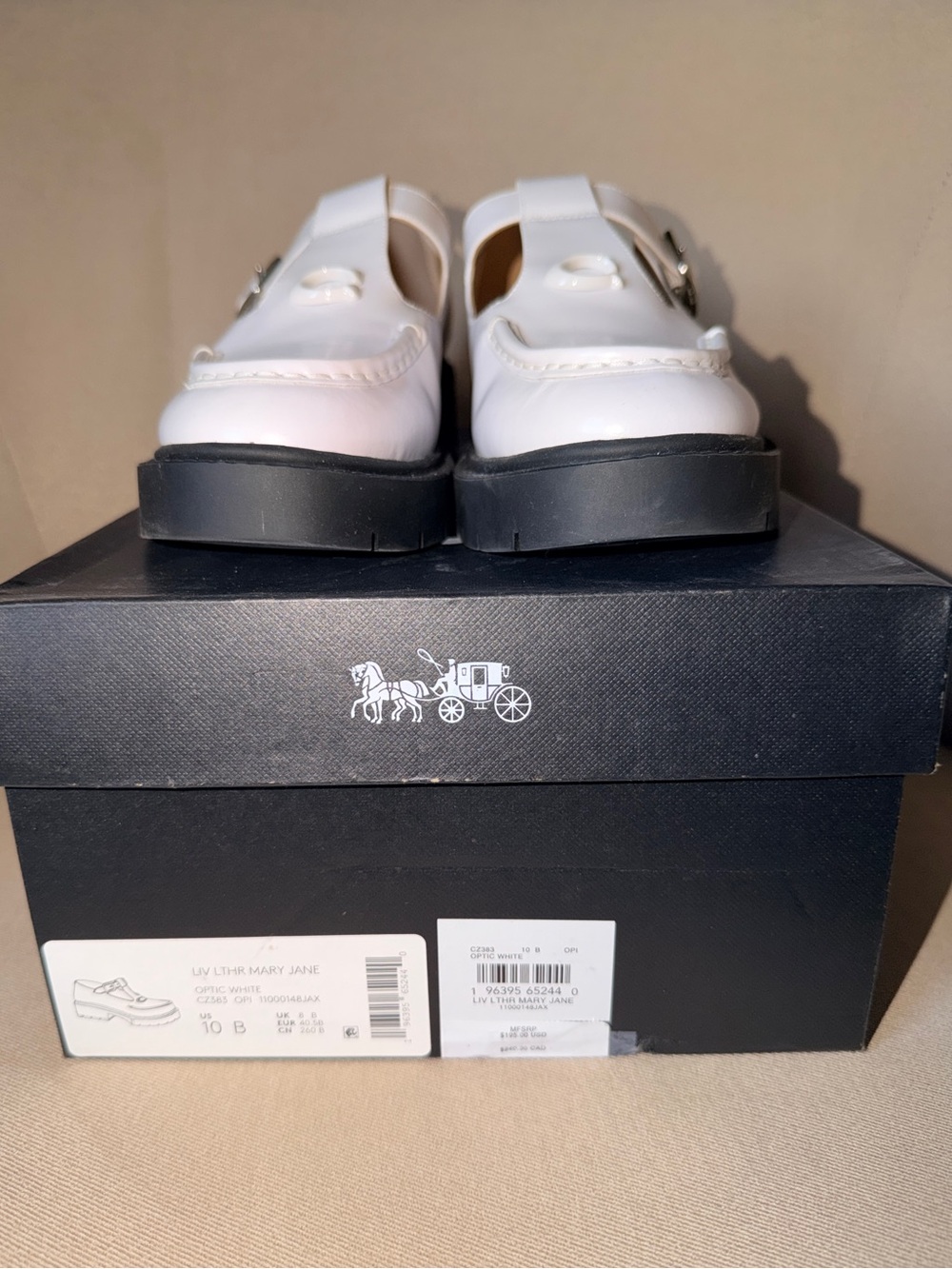 COACH Liv Leather T-Strap Mary Jane Loafers, White - Size 10 Women’s - Picture 4 of 10